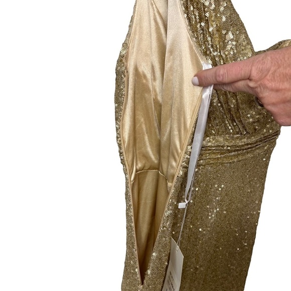 Revelry Starla Sequin Dress One Shoulder Gold Size 8 Bridesmaid Prom 2436 R - Picture 8 of 13